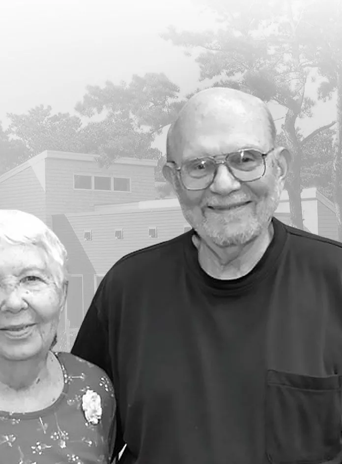 Sonia March Nevis and Edwin C. Nevis outside the Center at South Wellfleet